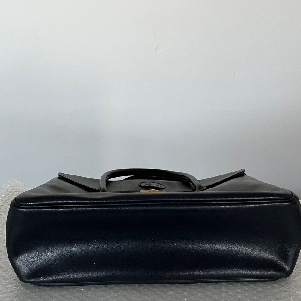 Longchamp Black Leather Top-Handle Tote with Gold Accent - Picture 10 of 13